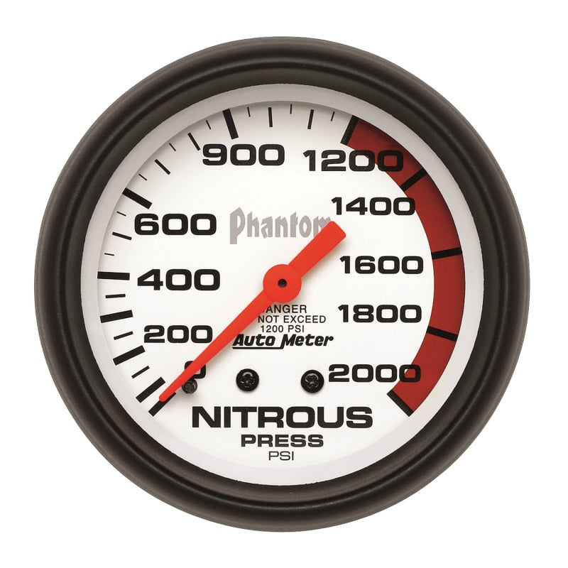 Autometer Phantom 66.7mm 0-2000 PSI Mechanical Nitrous Pressure Gauge - Burkken Auto Parts