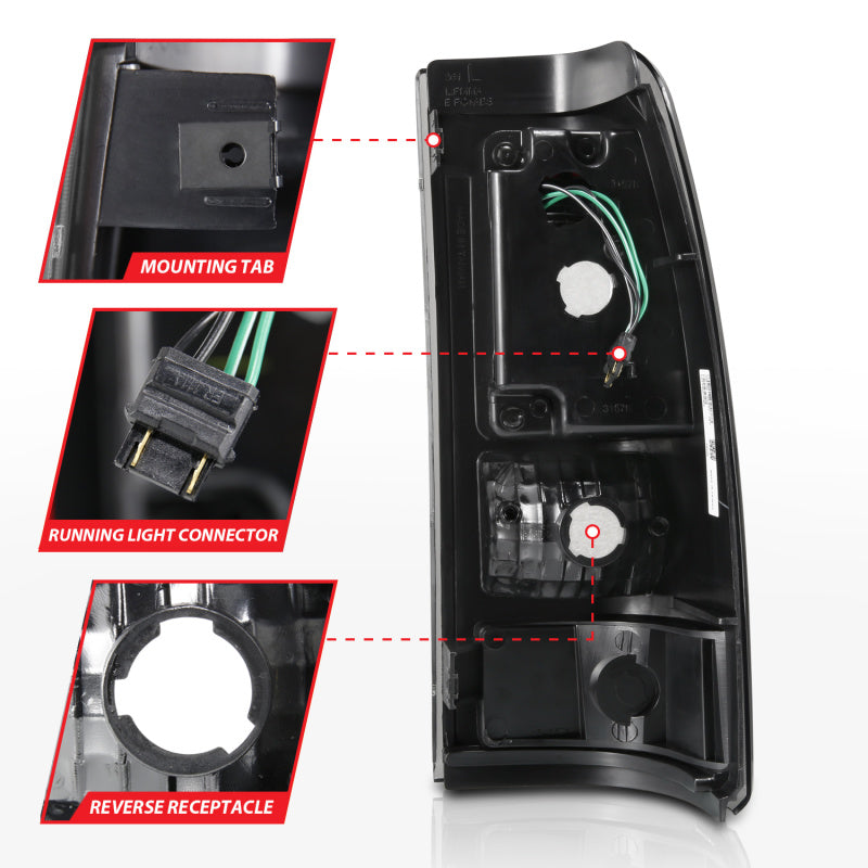 ANZO 2003-2006 Chevy Silverado 1500 LED Taillights Plank Style Black w/Smoke Lens - Burkken Auto Parts