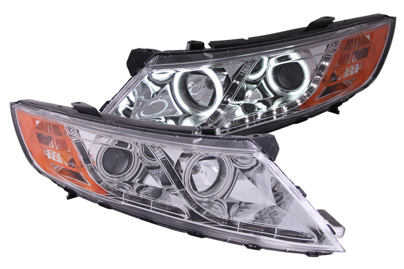 ANZO 2011-2013 Kia Optima Projector Headlights w/ Halo Chrome (CCFL) - Burkken Auto Parts