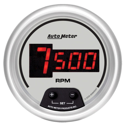 AutoMeter Gauge Tach 3-3/8in. 10K RPM In-Dash Digital Silver Dial W/ Red Led - Burkken Auto Parts
