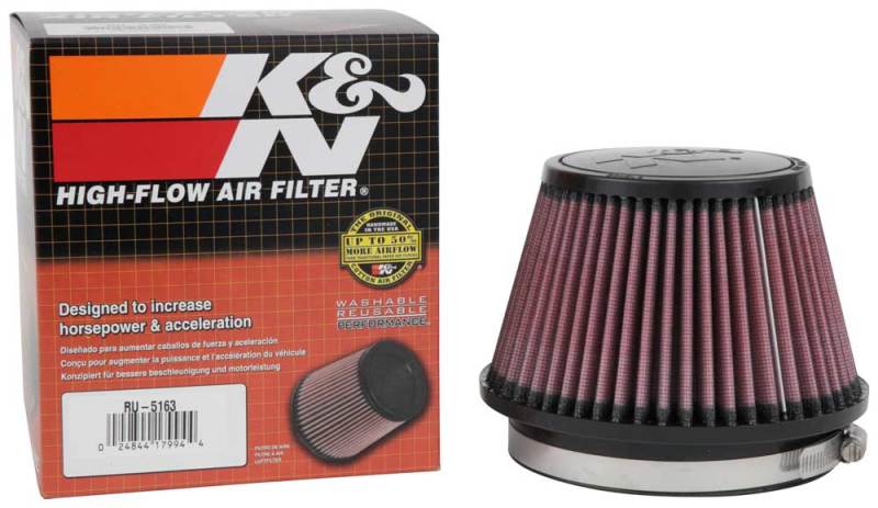 K&N Universal Rubber Filter 5in Flange ID x 6.5in Base OD x 4.5in Top OD x 4.125in Height - Burkken Auto Parts