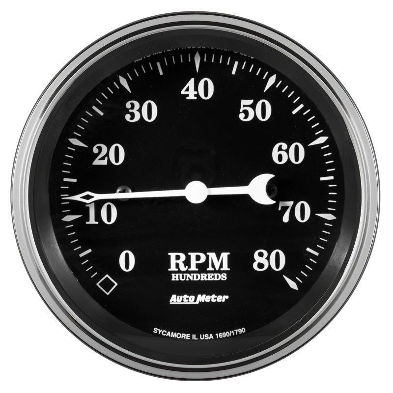 Auto Meter Gauge Tachometer 3 3/8in 8k RPM In-Dash Old Tyme Black - Burkken Auto Parts