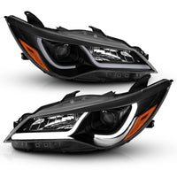 ANZO Projector Headlights With Plank Style Design Black w/Amber 15-16 Toyota Camry (4DR) - Burkken Auto Parts