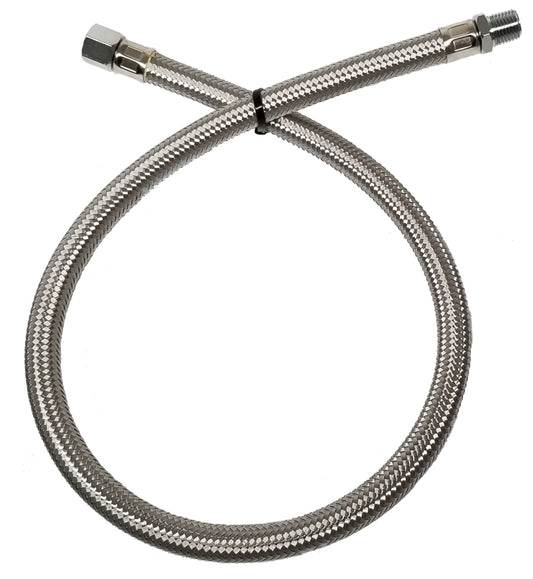 Kleinn 28In Stainless Steel Braided Leader Hose Extension - 1/4In F NPT Inlet/ 1/4In M NPT Outlet
