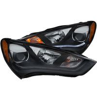 ANZO 2013-2015 Hyundai Genesis Projector Headlights w/ Plank Style Design Black (HID Compatible) - Burkken Auto Parts