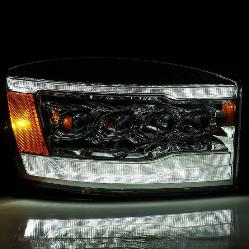 AlphaRex 06-08 Dodge Ram 1500HD NOVA LED Proj Headlights Plank Style Blk w/Seq Signal/DRL/Amber LED - Burkken Auto Parts