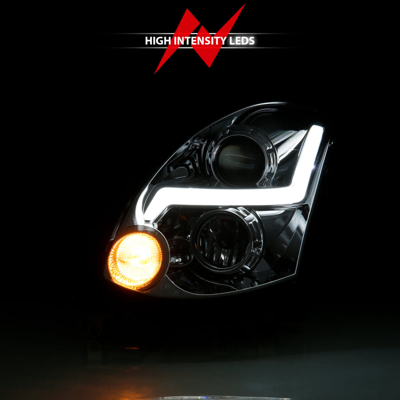 ANZO 2003-2007 Infiniti G35 Projector Headlight Plank Style Black (HID Compatible, No HID Kit ) - Burkken Auto Parts