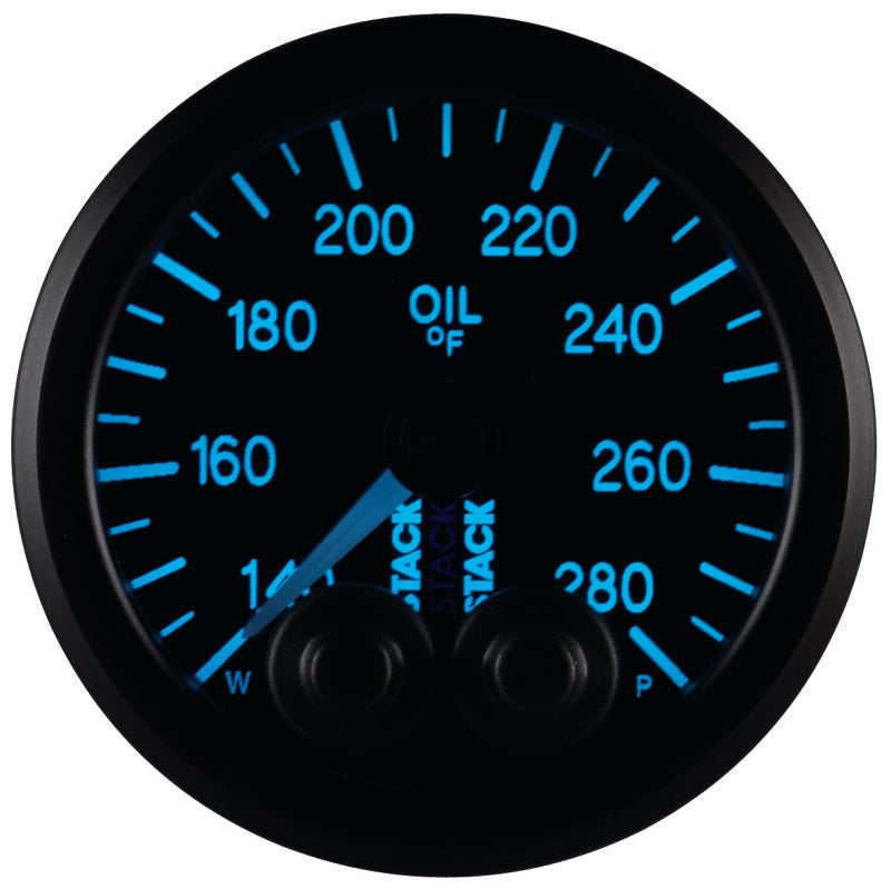 Autometer Stack Instruments 52mm 140-280 Deg F 1/8in NPTF Male Pro Control Oil Temp Gauge - Black - Burkken Auto Parts