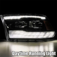 AlphaRex 09-18 Dodge Ram 1500HD PRO-Series Projector Headlights Plank Style Chrome w/Seq Signal/DRL - Burkken Auto Parts