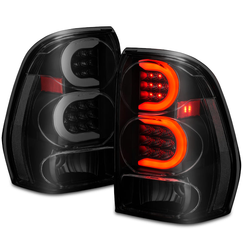 ANZO 2002-2009 Chevrolet Trailblazer LED Tail Lights w/ Light Bar Black Housing Smoke Lens - Burkken Auto Parts