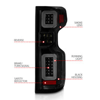 ANZO 19-21 Chevy Silverado Work Truck Full LED Taillights Blk Housing Smoke Lens G2 (w/C light Bars) - Burkken Auto Parts