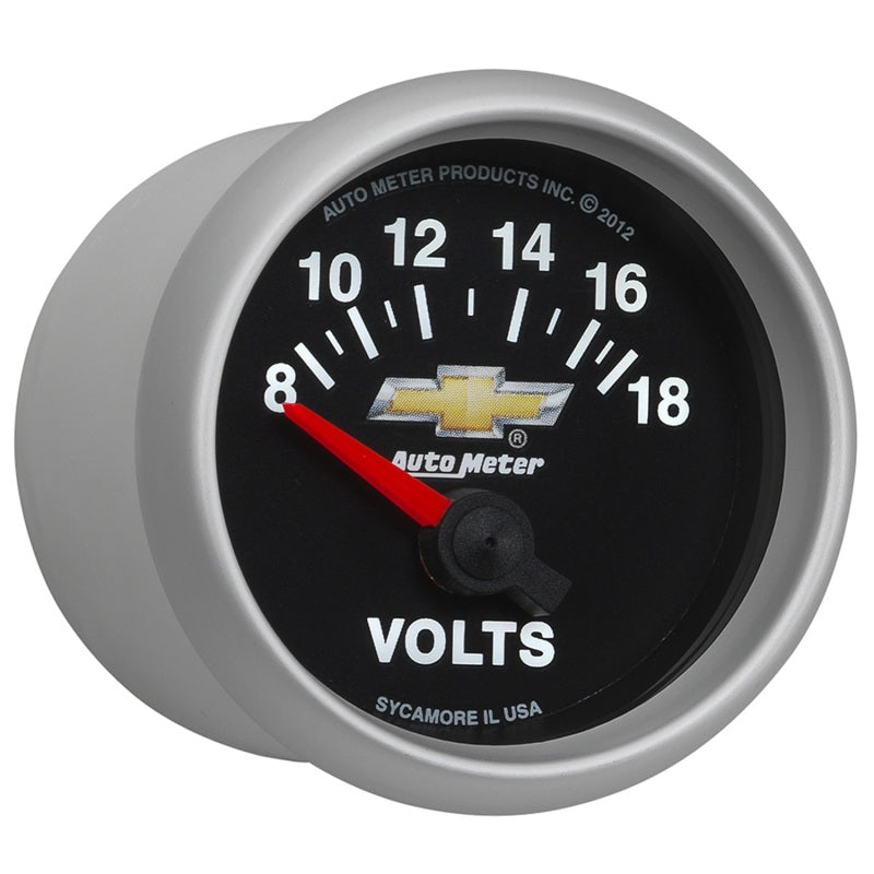 AutoMeter Gauge Voltmeter 2-1/16in. 18V Electric Chevy Gold Bowtie - Burkken Auto Parts