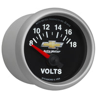AutoMeter Gauge Voltmeter 2-1/16in. 18V Electric Chevy Gold Bowtie - Burkken Auto Parts