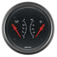 AutoMeter Gauge Dual Fuel & Oilp 3-3/8in. 0 Ohm(e) to 90 Ohm(f)& 100PSI Elec Designer Black - Burkken Auto Parts