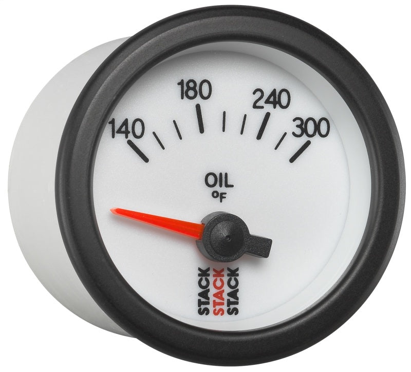 Autometer Stack 52mm 140-300 Deg F 1/8in NPTF Electric Oil Temp Gauge - White - Burkken Auto Parts