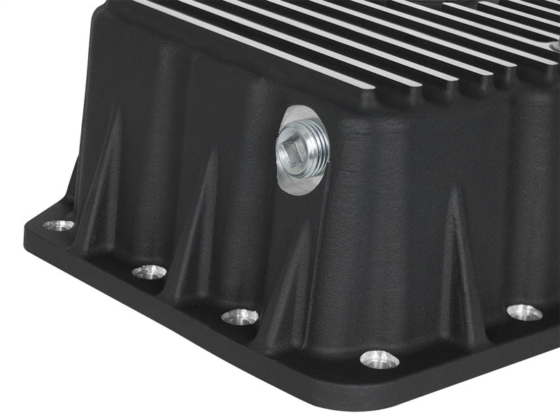 AFE Pro Series Engine Oil Pan Black w/Machined Fins; 11-16 Ford Powerstroke V8-6.7L (td) - Burkken Auto Parts