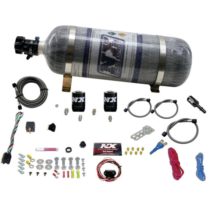 Nitrous Express 11-15 Ford Mustang GT 5.0L Coyote Single Nozzle Nitrous Kit (35-150HP) w/Comp Bottle - Burkken Auto Parts
