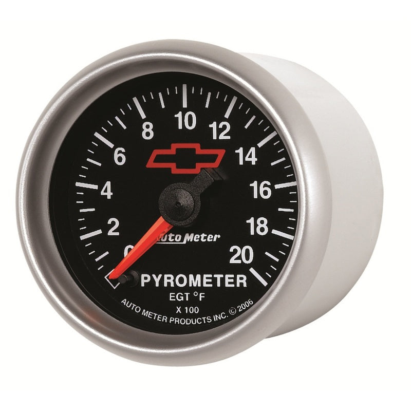 AutoMeter Gauge Pyrometer (Egt) 2-1/16in. 2000 Deg. F Stepper Motor Chevy Red Bowtie Black - Burkken Auto Parts