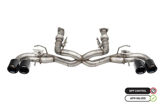 Corsa 2020-2025 Chevrolet Corvette C8 RWD 3in Delete 4 Valve Cat-Back w/NPP w/4.5in CF Black PVDTips - Burkken Auto Parts
