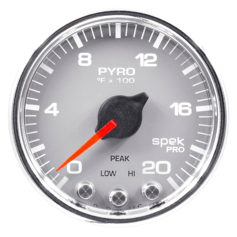 Autometer Spek-Pro Gauge Pyro. (Egt) 2 1/16in 2000f Stepper Motor W/Peak & Warn Slvr/Chrm - Burkken Auto Parts
