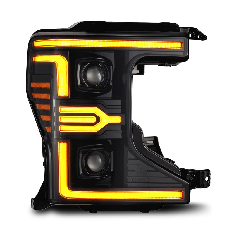 AlphaRex 20-22 Ford F-250/350/450 SD LUXX-Series LED Proj Headlights Alpha-Bk w/Acv Light SS & SBDRL - Burkken Auto Parts