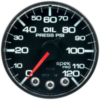 Autometer Spek-Pro Gauge Oil Press 2 1/16in 120psi Stepper Motor W/Peak & Warn Blk/Blk - Burkken Auto Parts