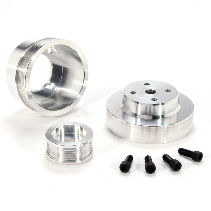 BBK 86-93 Mustang 5.0 Underdrive Pulley Kit - Lightweight CNC Billet Aluminum (3pc) - Burkken Auto Parts