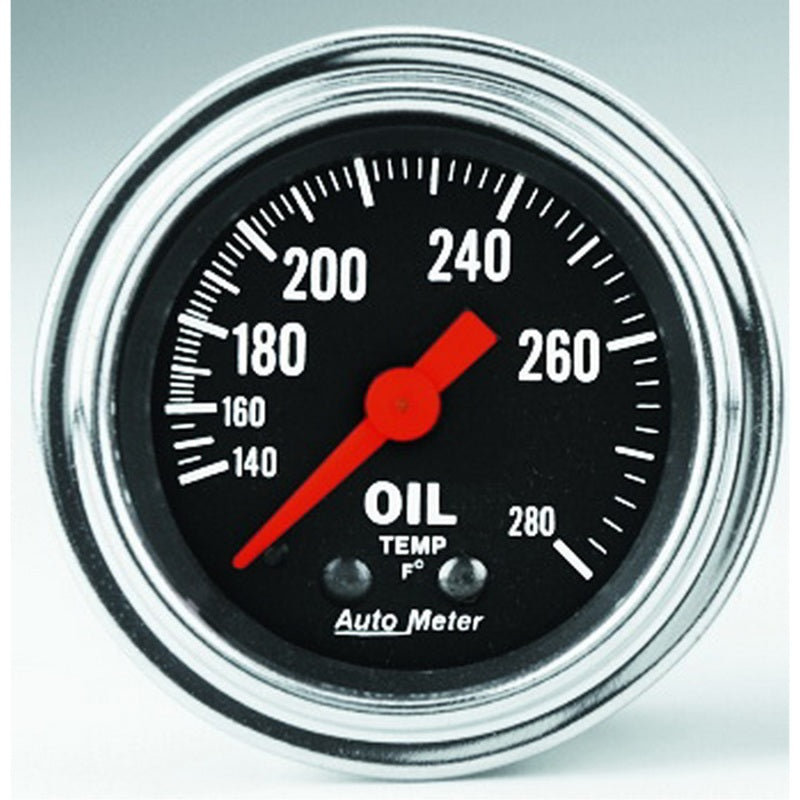 Autometer Traditional Chrome 2-1/16in 140-280 Deg F Mechanical Oil Temp Gauge - Burkken Auto Parts