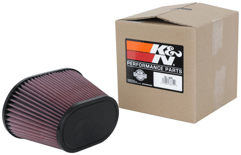 K&N Universal Clamp-On Air Filter 3.5in Flg ID x 8.5x5.25in B OD x 6.25x4in T OD x 5.5in H - Burkken Auto Parts