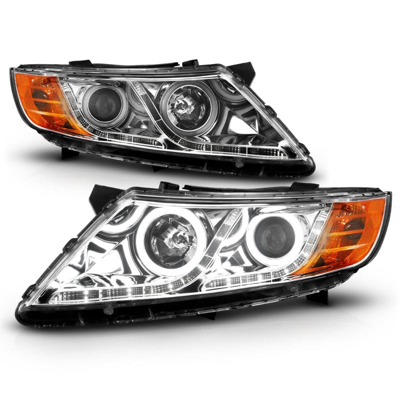 ANZO 2011-2013 Kia Optima Projector Headlights w/ Halo Chrome (CCFL) - Burkken Auto Parts