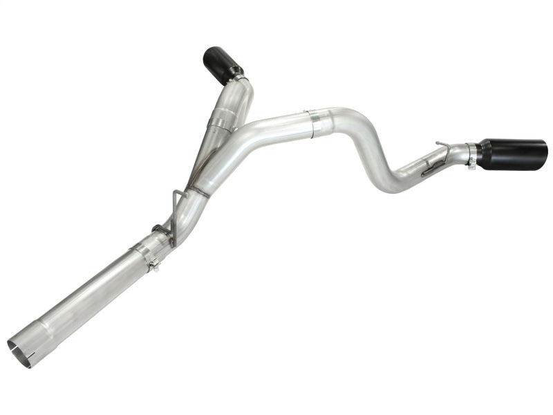 aFe MACHForce XP Exhaust Aluminized Dual Split DPF Back 11-15 GM Diesel Truck V8-6.6L (td) (BLK tip) - Burkken Auto Parts