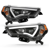 ANZO 14-18 Toyota 4 Runner Plank Style Projector Headlights Black w/ Amber - Burkken Auto Parts