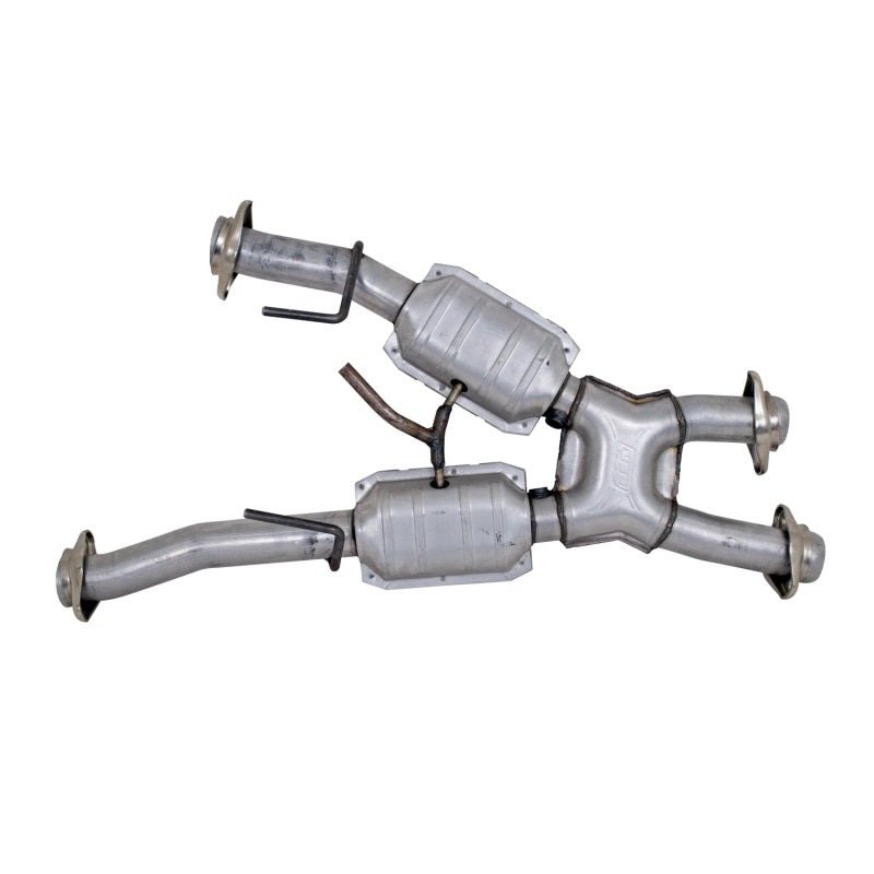 BBK 79-93 Mustang 5.0 Short Mid X Pipe w Catalytic Converters 2-1/2 For Automatic Long Tube Headers - Burkken Auto Parts