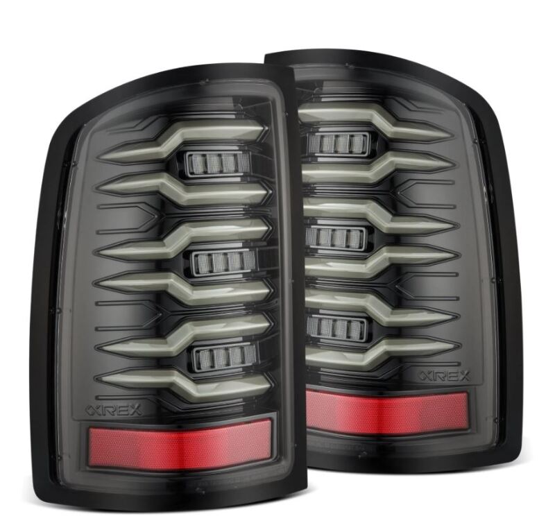 AlphaRex 07-13 GMC Sierra 1500/2500HD/3500HD Luxx Series LED Tail Lights - Alpha Black - Burkken Auto Parts