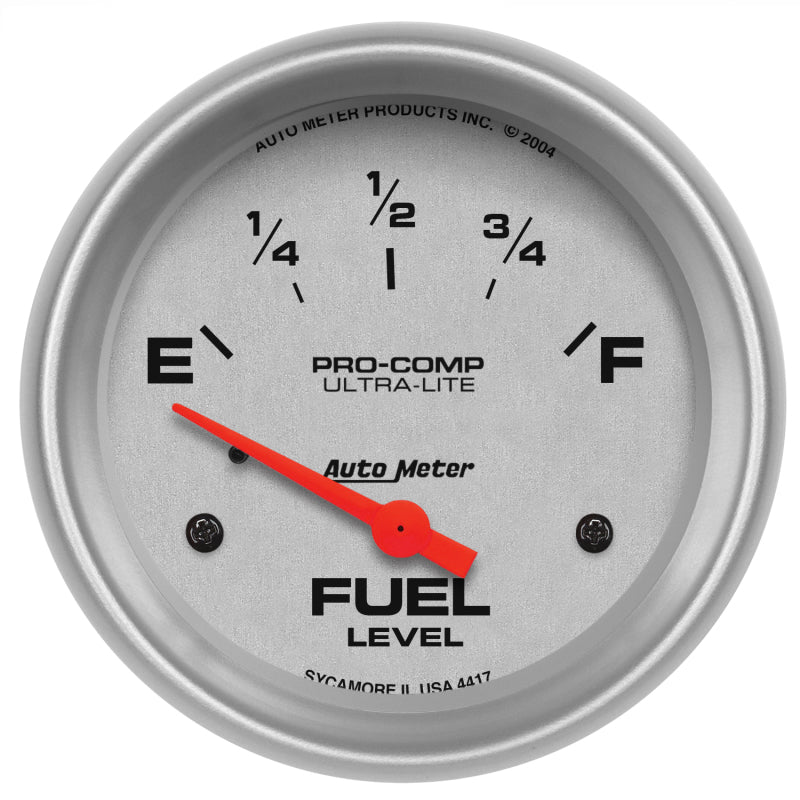 AutoMeter Gauge Fuel Level 2-5/8in. 0 Ohm(e) to 30 Ohm(f) Elec Ultra-Lite - Burkken Auto Parts