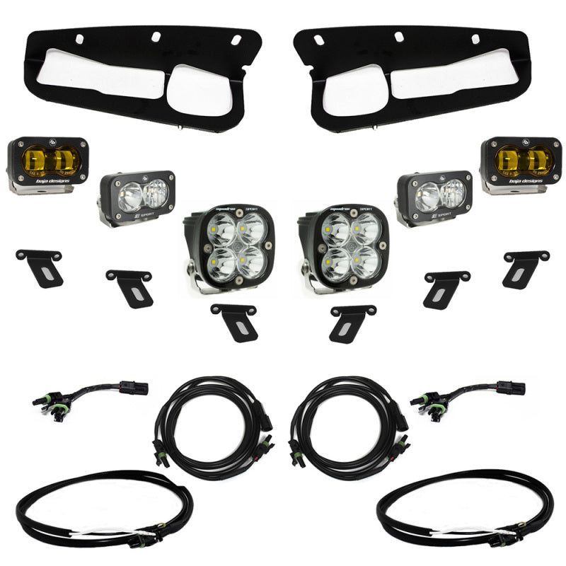 Baja Designs 21-22 Ford Bronco w/Steel Bumper S2 SAE Sportsmen Fog Pkt Light Kit w/Upfitter - Amber - Burkken Auto Parts