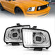 ANZO 05-09 Ford Mustang (w/Factory Halogen HL Only) Projector Headlights w/Light Bar Chrome Housing - Burkken Auto Parts