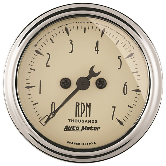 Autometer 2-1/16in Antique Beige In-Dash 7K RPM Tachometer Gauge - Burkken Auto Parts