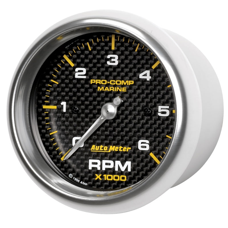 Autometer Marine Carbon Fiber Ultra-Lite Gauge 3-3/8in Tachometer 6K RPM - Burkken Auto Parts