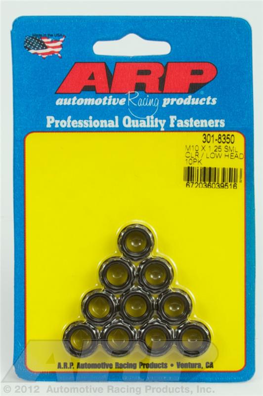 ARP M10x1.25 Sml Clr/Low Head 12PT Nut Kit 8740 Chrome Moly Black - 10 PK - Burkken Auto Parts