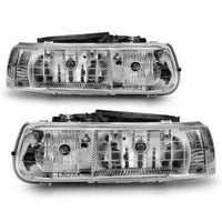 ANZO 1999-2002 Chevrolet Silverado 1500 Crystal Headlights Chrome - Burkken Auto Parts
