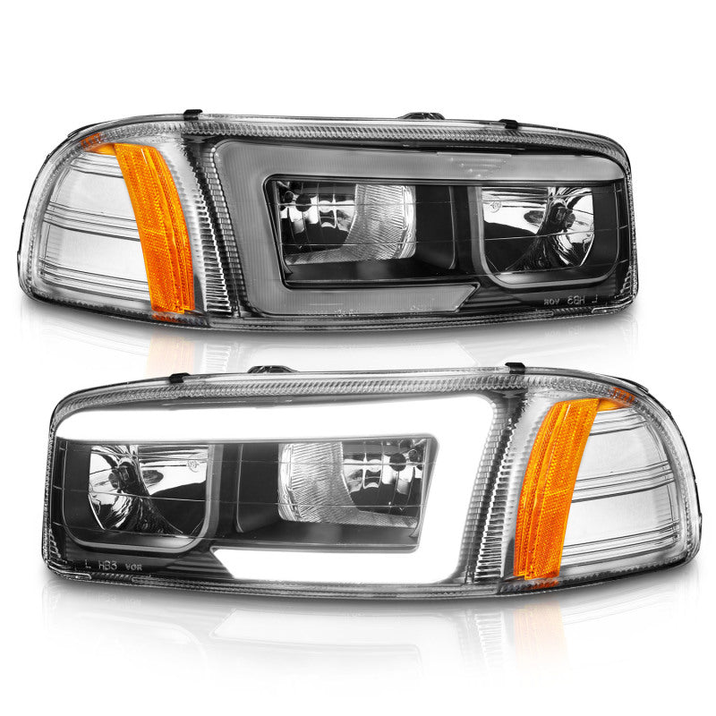 ANZO 99-17 GMC Sierra/Denali Headlights Black Amber (w/C Light Bars) - Burkken Auto Parts