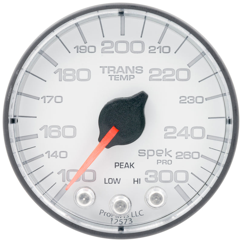 Autometer Spek-Pro 2 1/16in 300 Degree F Stepper Motor W/Peak & Warn White/Black Trans Temp Gauge - Burkken Auto Parts