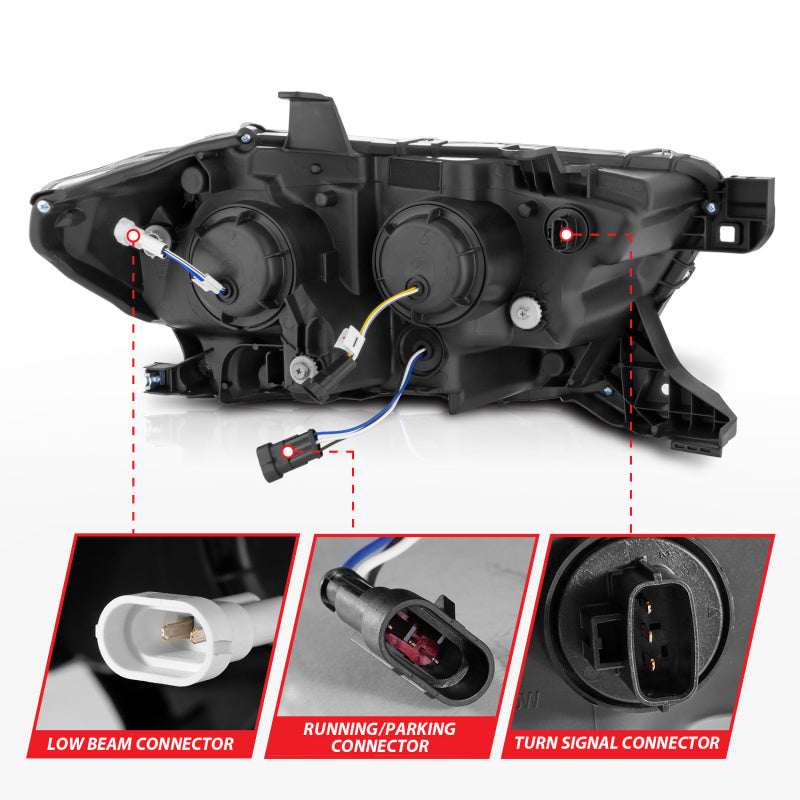 ANZO 16-22 Toyota Tacoma SR/SR5 ONLY Full LED Proj Headlights w/Light Bar Seq. Blk w/Initiation Lgt - Burkken Auto Parts