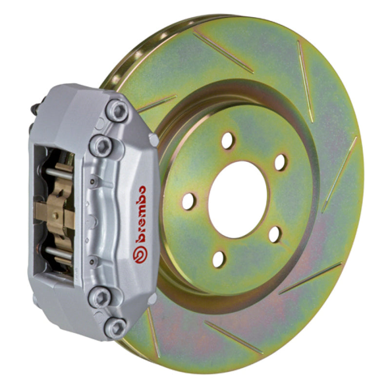 Brembo 87-91 M3 (E30) Front GT BBK 4 Piston Cast 2pc 330x28 1pc Rotor Slotted Type-1-Silver - Burkken Auto Parts