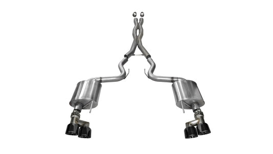 Corsa 2015-2017 Ford Mustang GT 5.0 3in Cat Back Exhaust Black Quad Tips (Sport) - Burkken Auto Parts