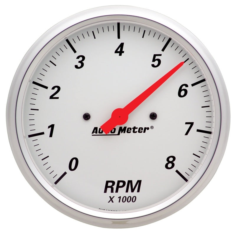 AutoMeter Gauge Tachometer 5in. 8K RPM In-Dash Arctic White - Burkken Auto Parts