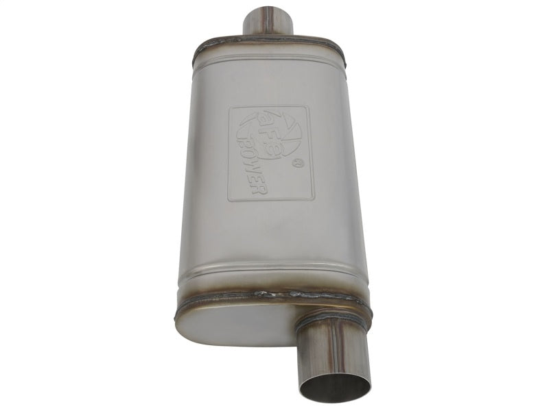 aFe MACHForce XP SS Muffler 3in Center Inlet / 3in Offset Outlet 18in L x 9in W x4in H Body - Burkken Auto Parts