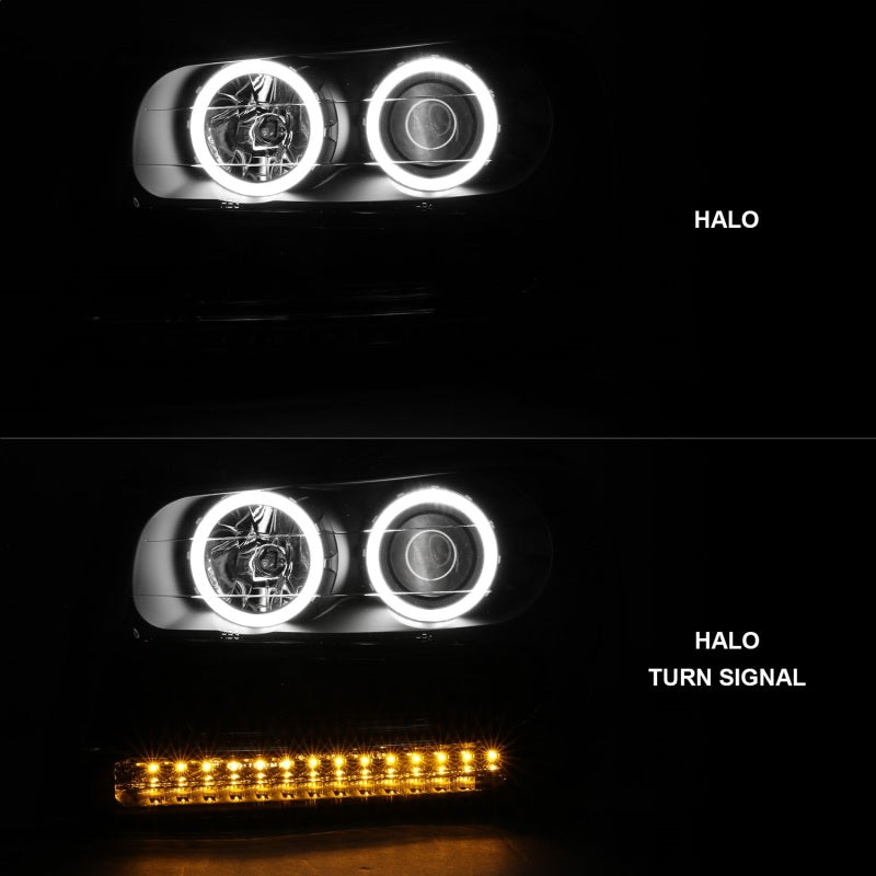 ANZO 2002-2009 Chevrolet Trailblazer Projector Headlights w/ Halo Black - Burkken Auto Parts