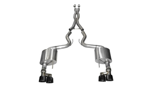 Corsa 2015-2017 Ford Mustang GT 5.0 3in Cat Back Exhaust Black Quad Tips (Xtreme) - Burkken Auto Parts